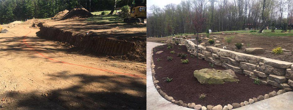 Before And After Retaining Wall And Stone Pavemnet — Beaver County, PA — McCreary's Lawn Care