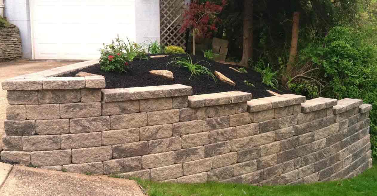 Retaining Walls And Mulch Bed— Beaver County, PA — McCreary's Lawn Care