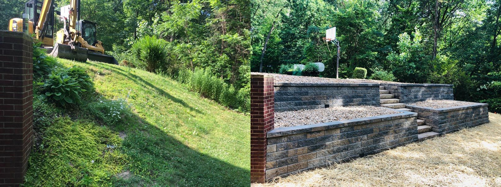 Before And After Landscape Installing Basketball Court — Beaver County, PA — McCreary's Lawn Care