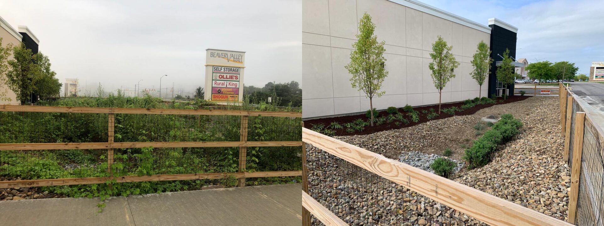 Before And After Landscaping Side Of Commercial Building — Beaver County, PA — McCreary's Lawn Care