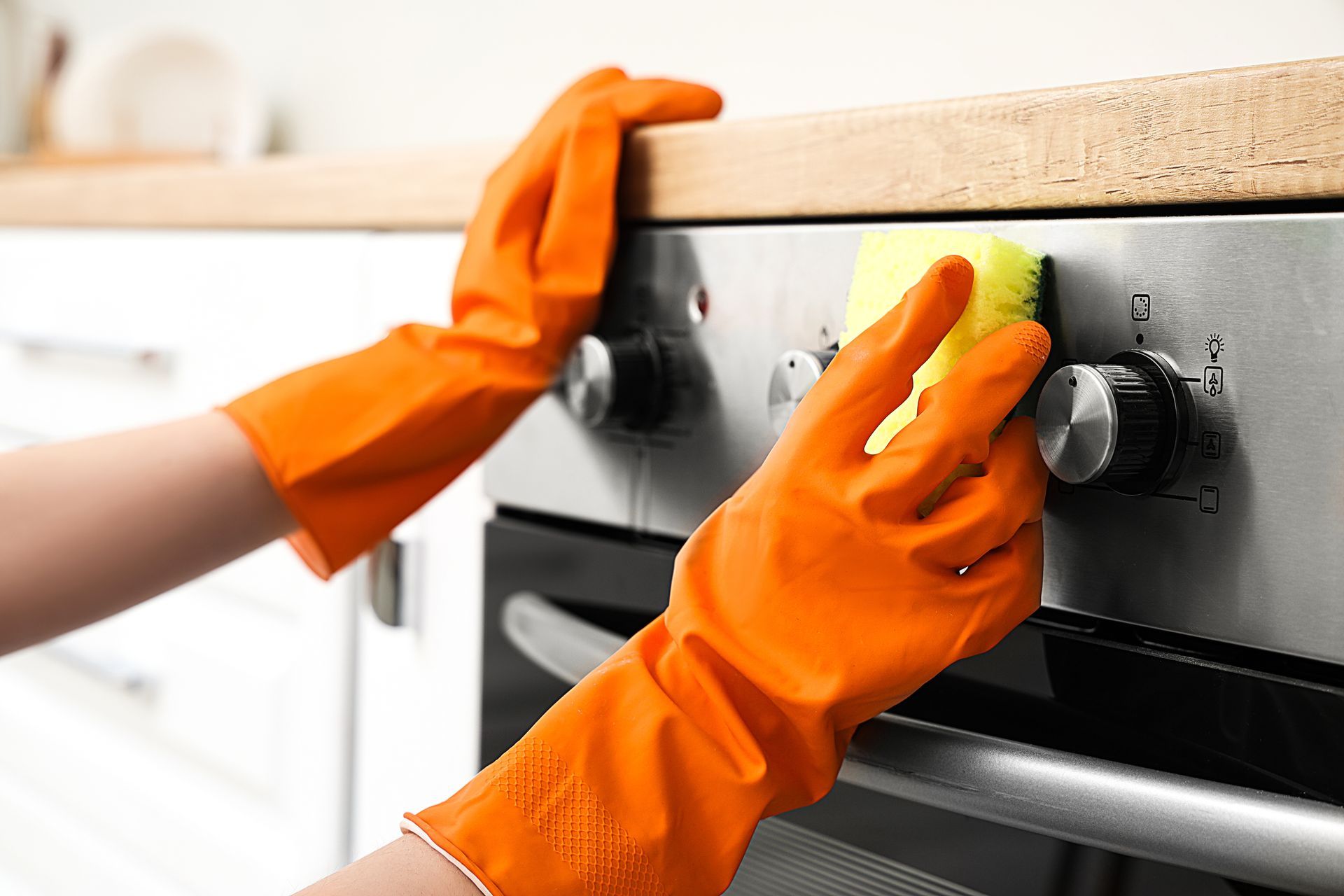 Cleaning stove.