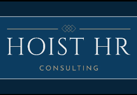 Logo for HOIST HR Consulting: white text on dark blue, with a geometric design.