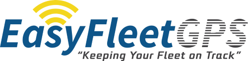EasyFleetGPS logo with a yellow wave icon, blue text, and the tagline 