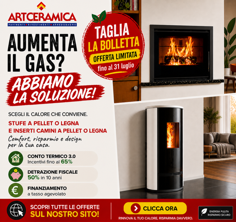 PROMOZIONE STUFE A PELLET O LEGNA 
E INSERTI CAMINI A PELLET O LEGNA PARMA