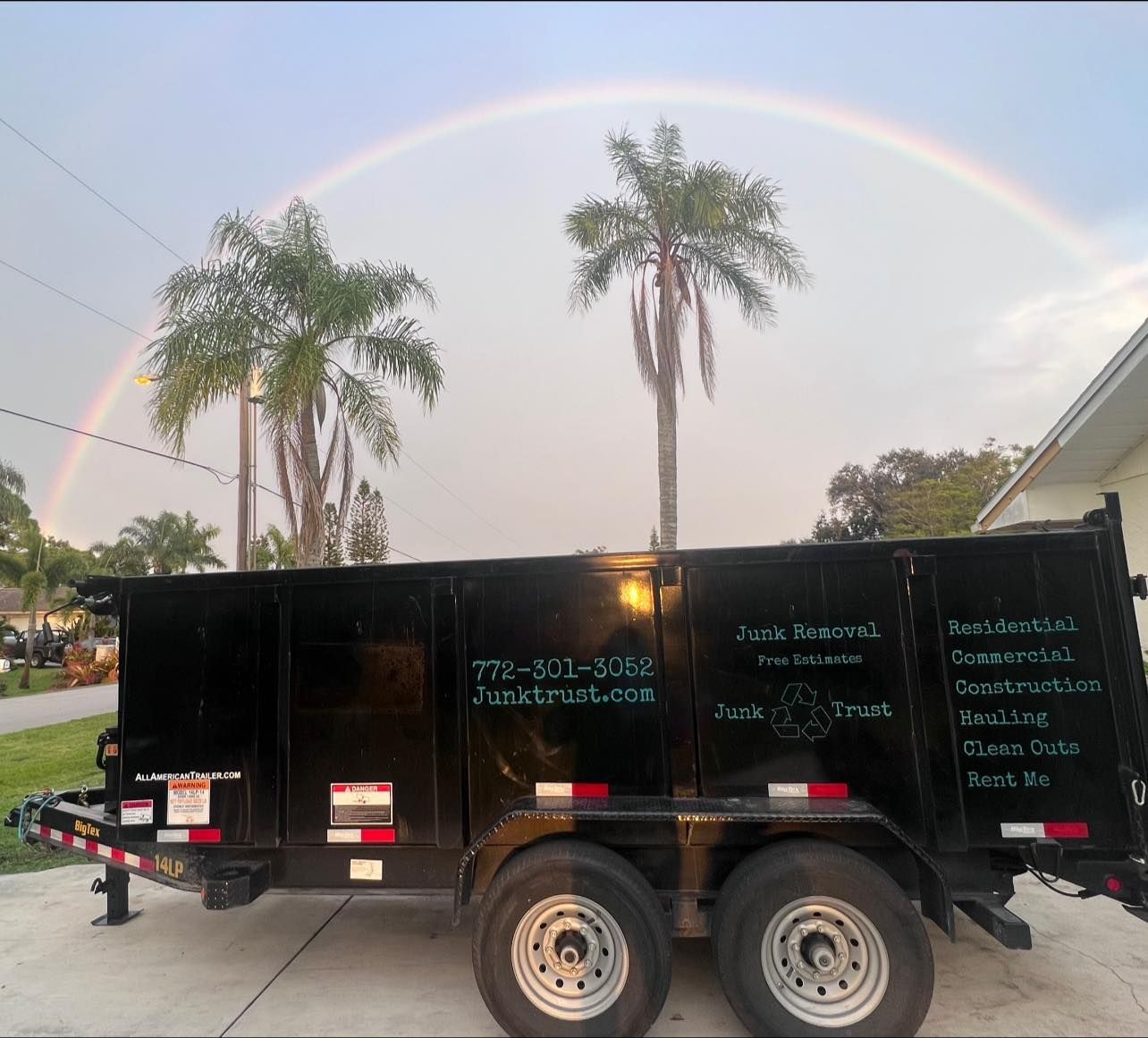 Rainbow Over Junk Removal Trailer