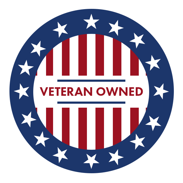 A sticker that says veteran owned on it