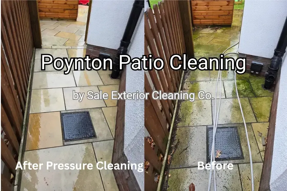path and patio pressure washed early 2026 in Poynton by Sale Exterior Cleaning Co. before and after photo