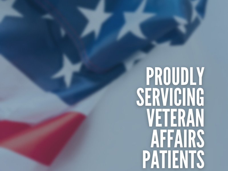 a poster that says proudly servicing veteran affairs patients | Rosecrans Dental Group - Bellflower, California