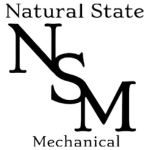Logo for Natural State Mechanical with the letters NSM in a large, black serif font over the company name.