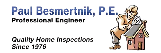 A white logo for a home inspection company with a house and a magnifying glass.