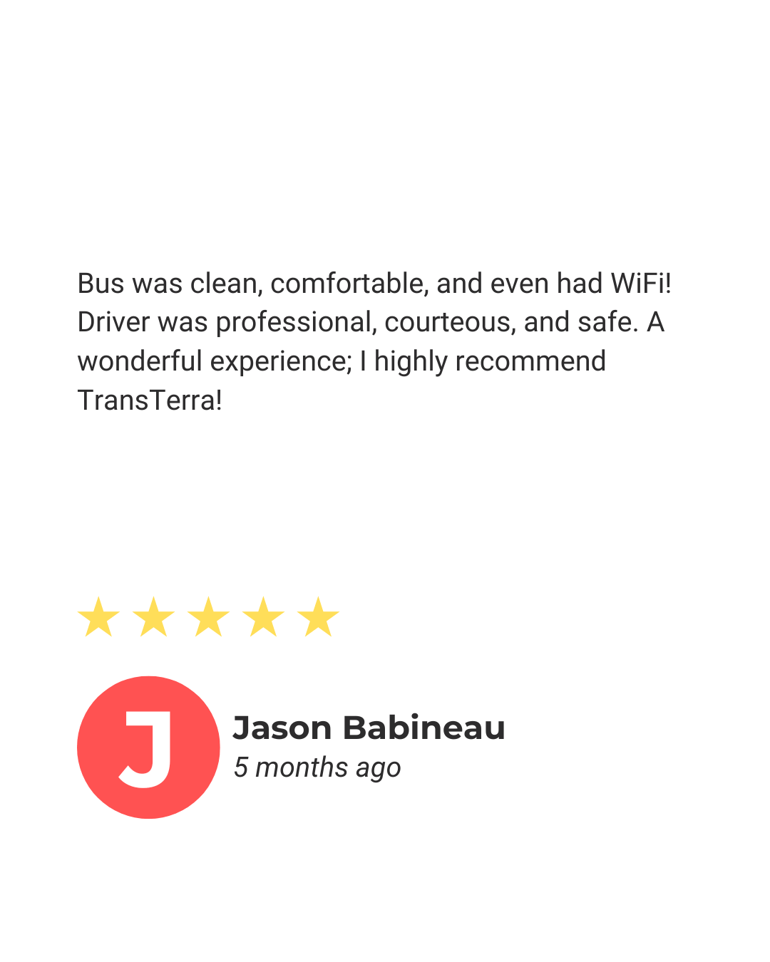 Review sharing great experience with charter bus rental in Riverside

