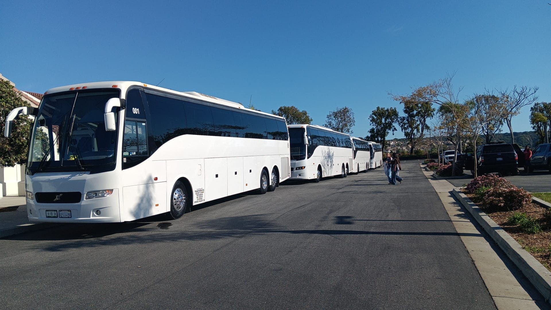 San Diego charter buses prepared for a group trip departure