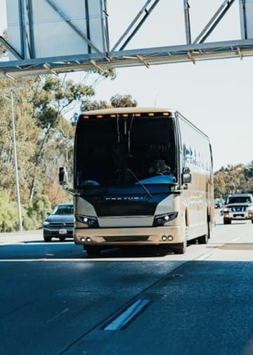 Charter bus for large group transportation in San Diego