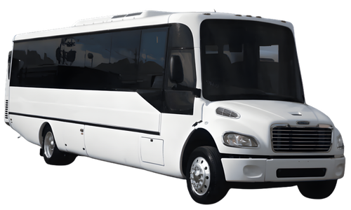 white minibus rental parked for group transportation service in San Diego