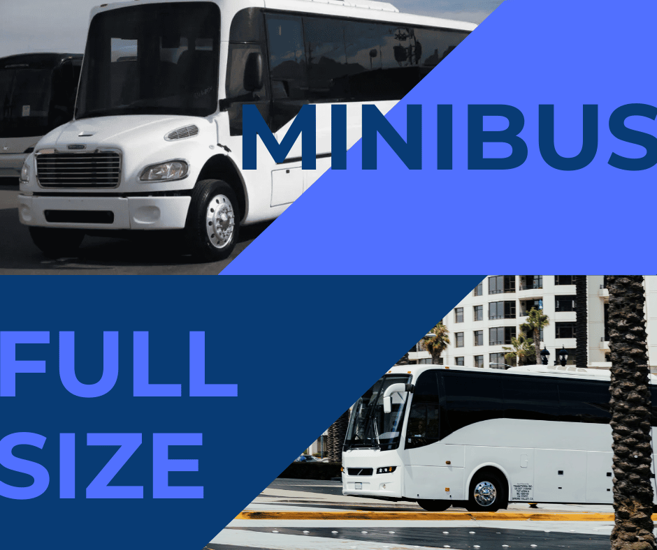 Mini charter bus vs full-size bus for San Diego events, school trips, and group travel
