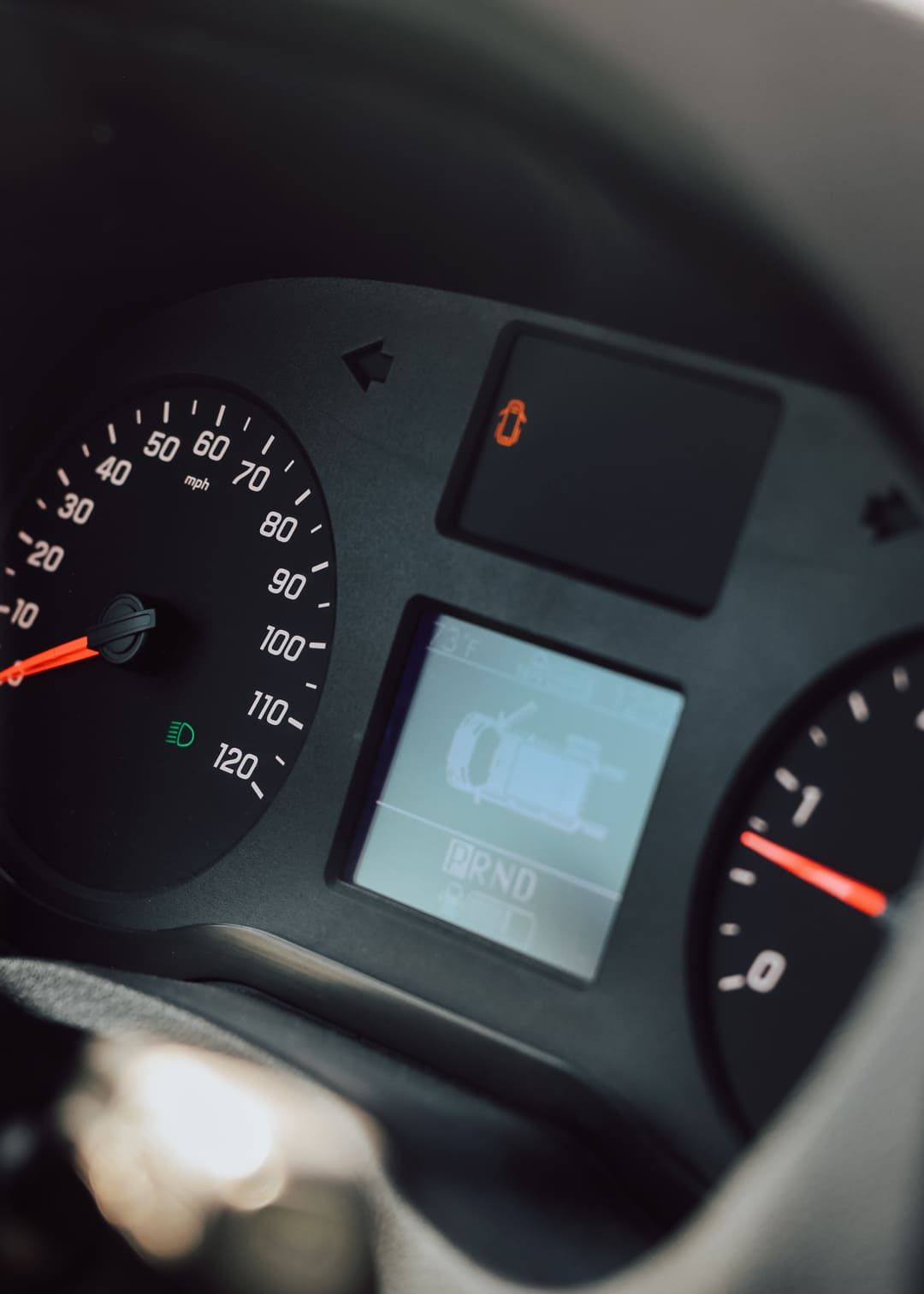 Sprinter van dashboard closeup inside a San Diego sprinter van rental
