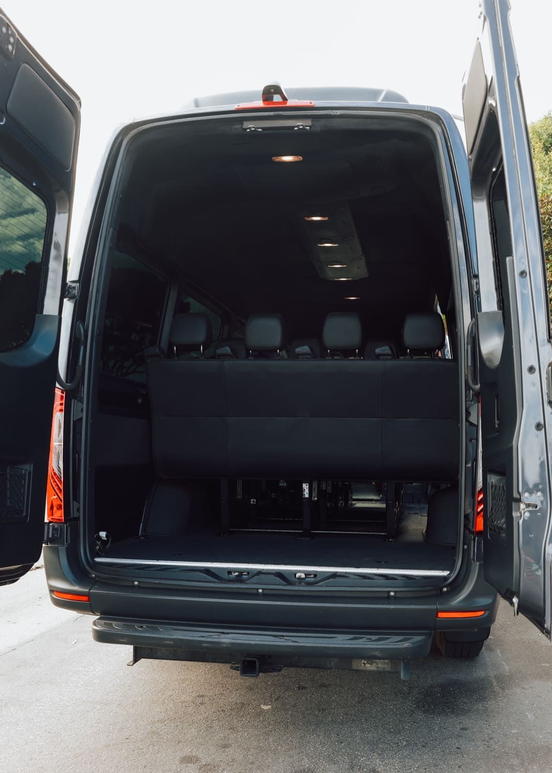 Rear storage space in sprinter van rental San Diego for luggage