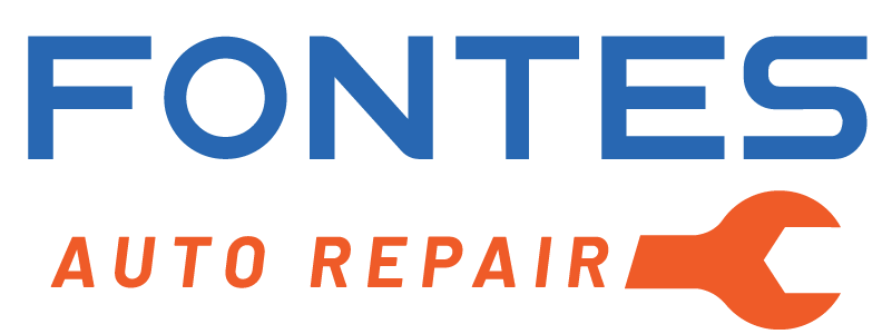 Logo for Fontes Auto Repair with the word "FONTES" in blue and "AUTO REPAIR" in orange, featuring an orange wrench icon.