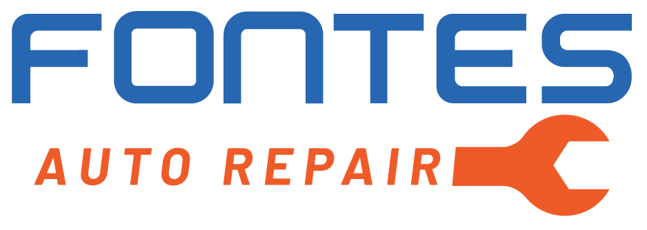 Logo for Fontes Auto Repair with the word "FONTES" in blue and "AUTO REPAIR" in orange, featuring an orange wrench icon.