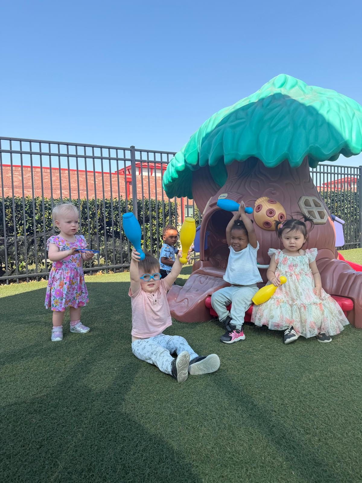 Montessori child outdoors
