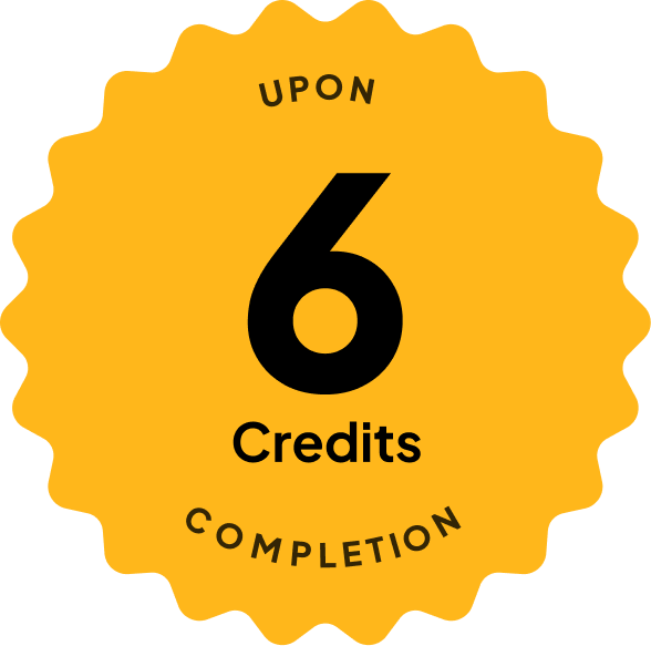 Blue badge with text: 