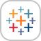 Colorful plus signs in a cluster on a white square background. Tableau Logo