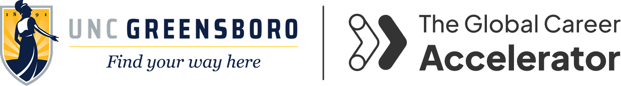 UNC Greensboro and The Global Career Accelerator logos.