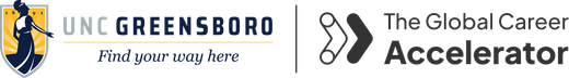 UNC Greensboro and The Global Career Accelerator logos.