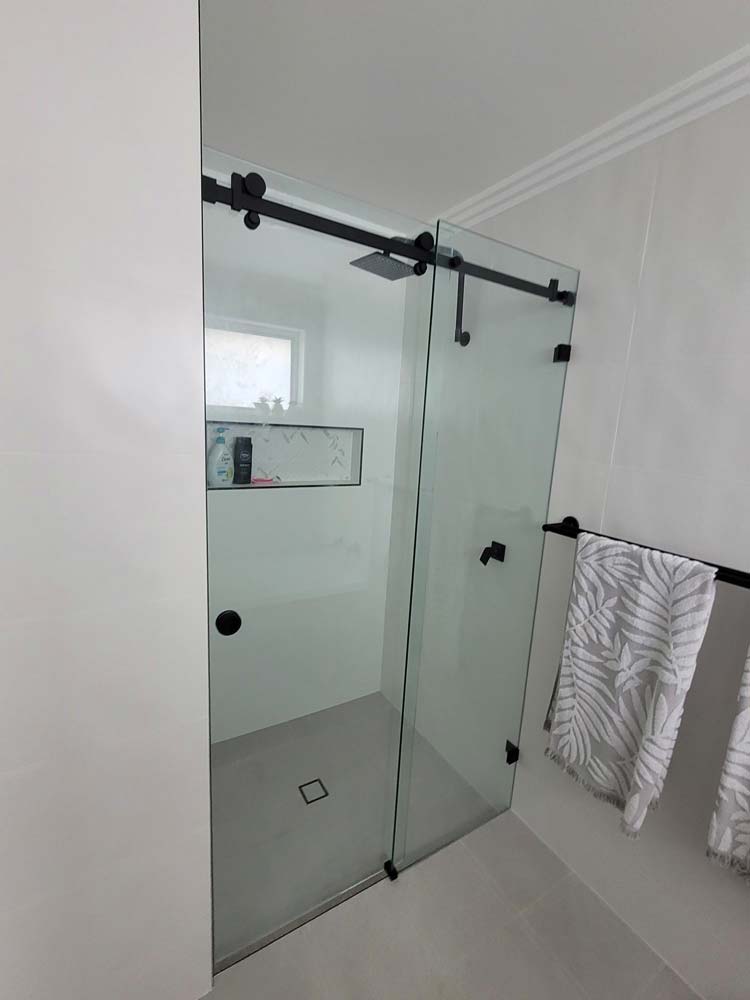 Small Shower Room With A Towel Rack — Shower Screens in Dubbo, NSW