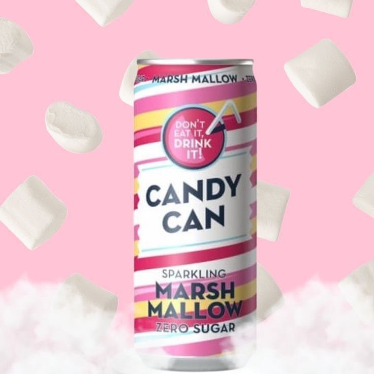Una lattina di caramelle, marshmallow frizzante, zero zucchero