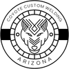 A black and white logo for a company called coyote custom welding arizona.