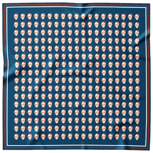 Polka skulls mulberry silk limited edition mens silk pocket square