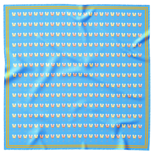 Baby blue repeating pattern mens mulberry silk pocket square