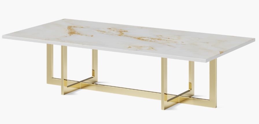 Mesa de centro de mármore branco.