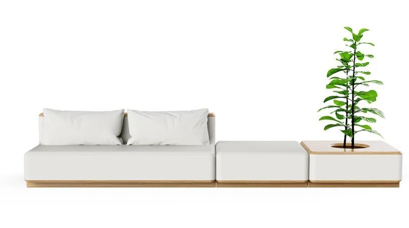 Sofá modular com acessório para vasos de plantas somente a loja Batel select que entrega para todo Brasil oferece.