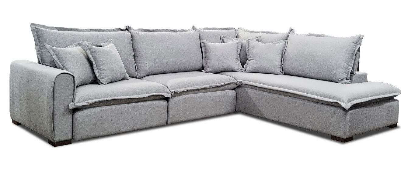 Sofá retrátil modular com almofadas soltas, de alto padrão, perfeito para sala de TV e conforto da família entregamos para todo Brasil.