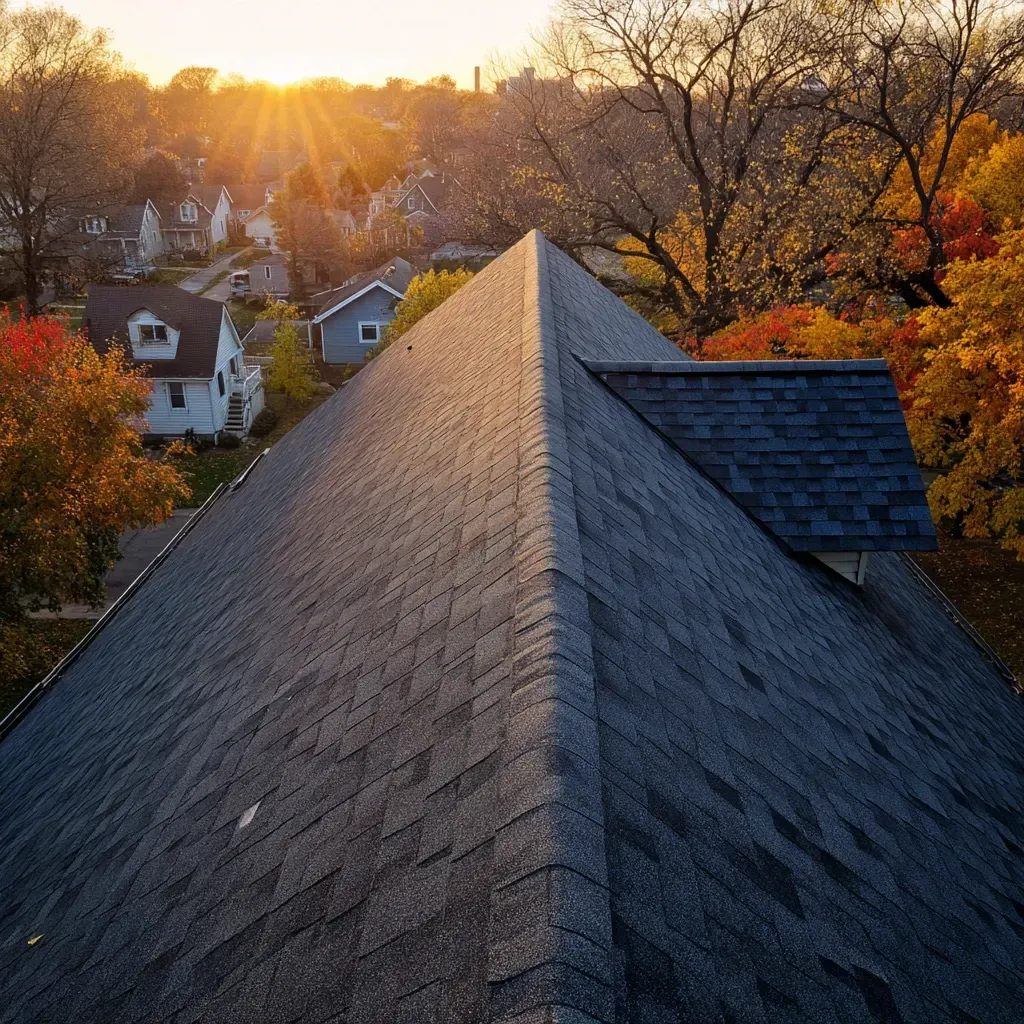 Asphalt shingle roofing Cicero IL team providing tear-off and reroof, Class 4 impact shingles, wind uplift straps, ridge vent optimization, soffit vent installation, emergency leak repair, moss and algae removal, licensed Cook County roofers.