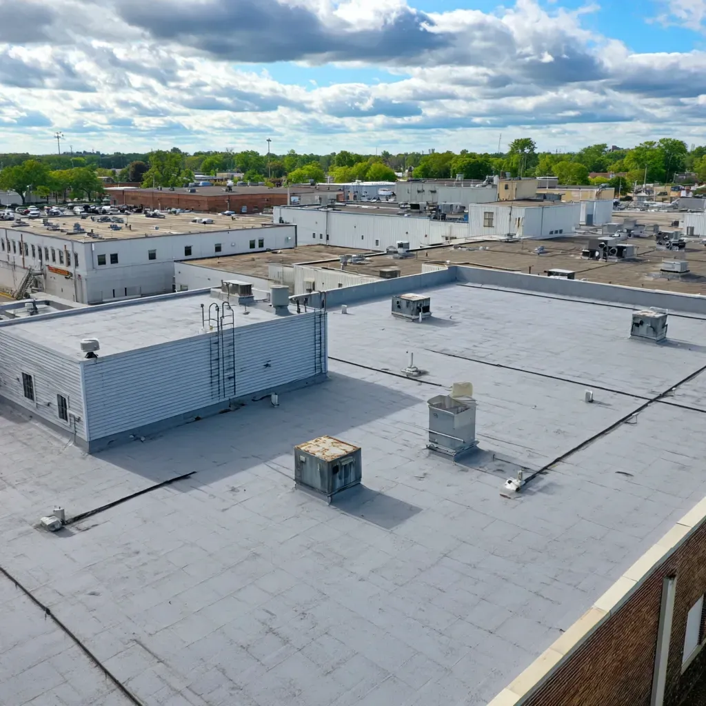 Commercial roof inspection and assessment Cicero IL experts delivering leak chase dye testing, primer adhesion evaluations, membrane tension measurements, rooftop equipment curb flashing audits, certified service providers.