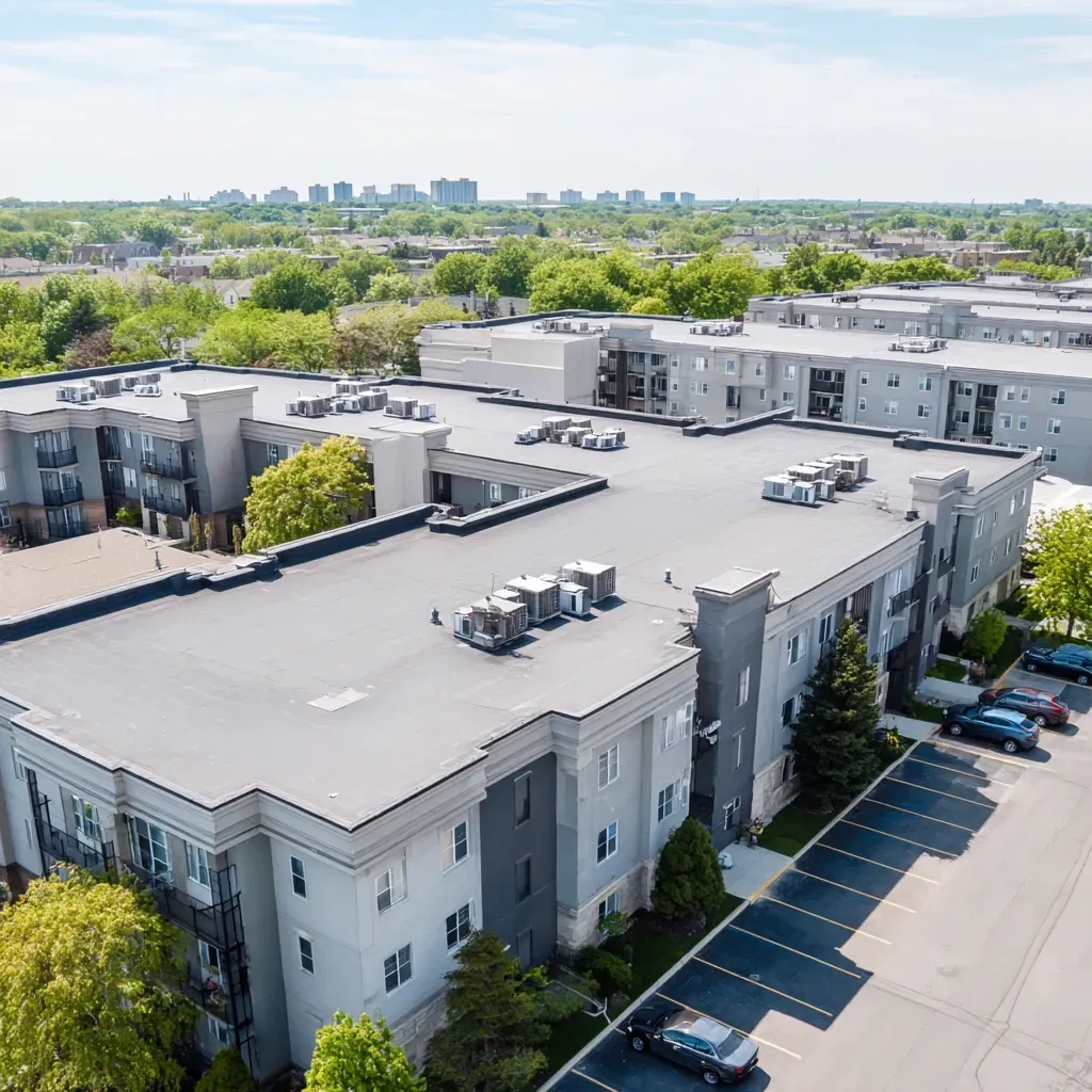 Commercial roofing Cicero IL contractors offering insulated roof panel installations, composite sandwich panels, thermal break systems, rooftop unit curbing, certified energy-efficient roofing contractors.