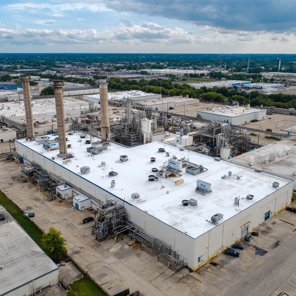 Commercial roof inspection and assessment Cicero IL contractors delivering acoustic roof deck sound attenuation membrane surveys, noise impact assessments, certified industrial roof consultants.