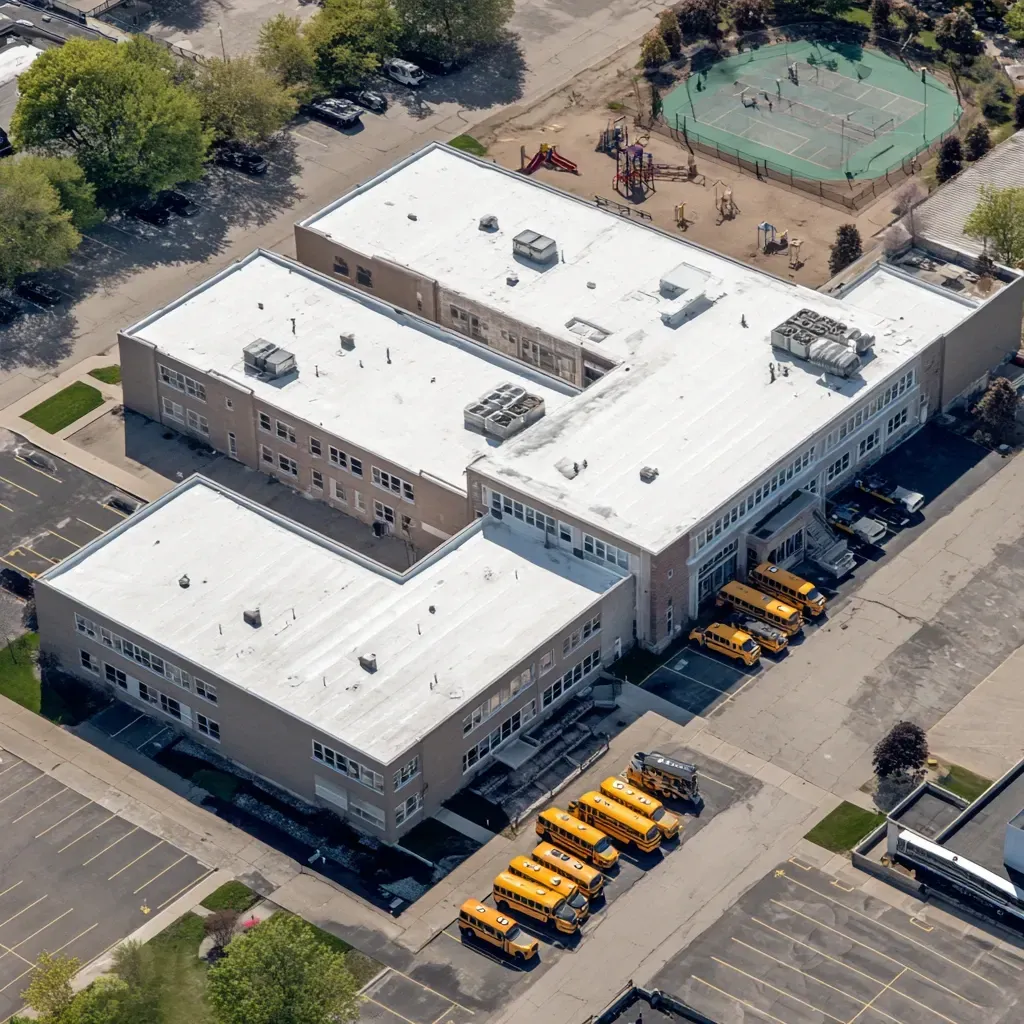 Commercial reflective roofing Cicero IL contractors delivering cool roof silicone coatings, heat-island reduction granule systems, reflective asphalt shingle overlays, infrared imaging performance inspections, EPDM reflective membrane installations, energy-saving roof deck insulation, licensed professionals.