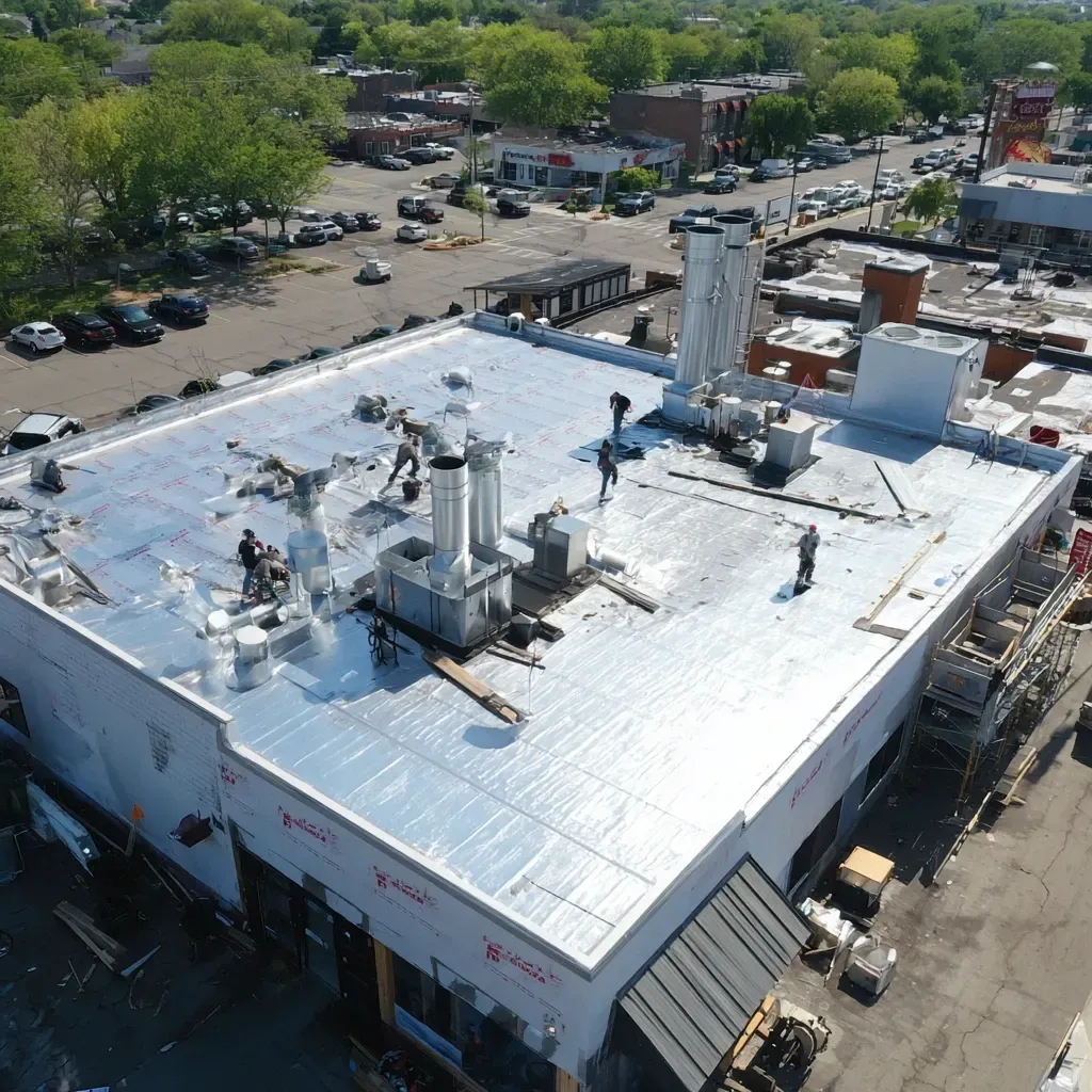 Commercial roof maintenance Cicero IL experts providing polyiso insulation moisture content scans, board delamination detections, insulation replacement scheduling, certified technicians.