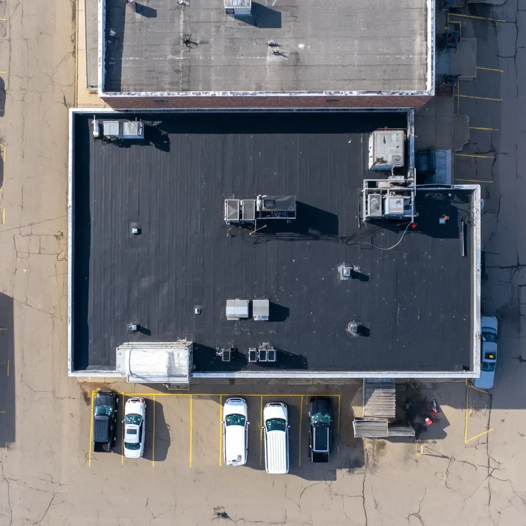 Commercial roof sealing Cicero IL contractors executing liquid rubber membrane rejuvenation, seamless monolithic coating installation, crack and void injection, seam tape adhesion checks, parapet wall cove sealing, emergency tarping integration, licensed storm restoration professionals.