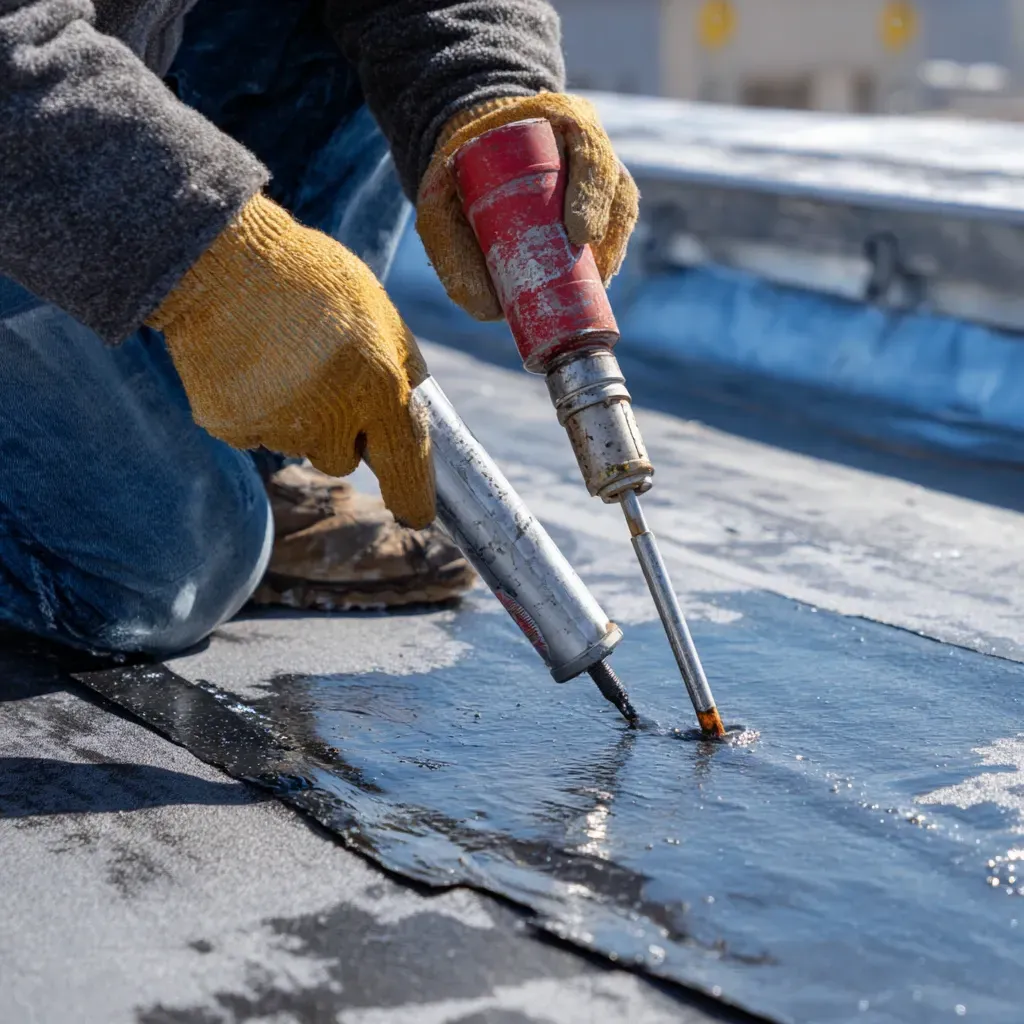 Commercial roof sealing Cicero IL team executing PVC membrane seam weld rejuvenation, hot-air seam priming, deck wash and seal protocols, licensed professionals.