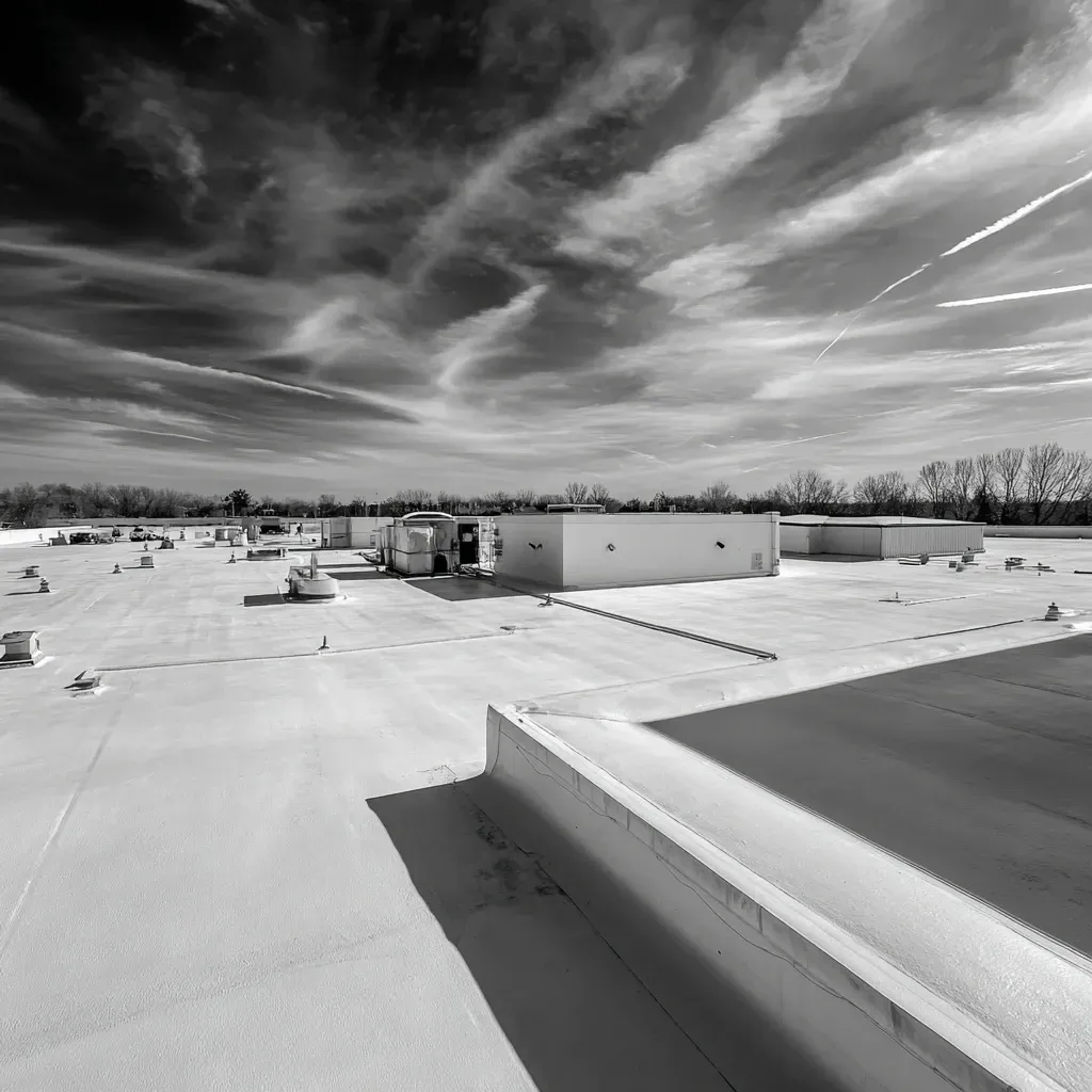 Commercial flat roof installation Cicero IL professionals executing hot-applied BUR layering, cap sheet granule embedding, parapet wall flashing, scupper rebuilds, licensed storm restoration professionals.
