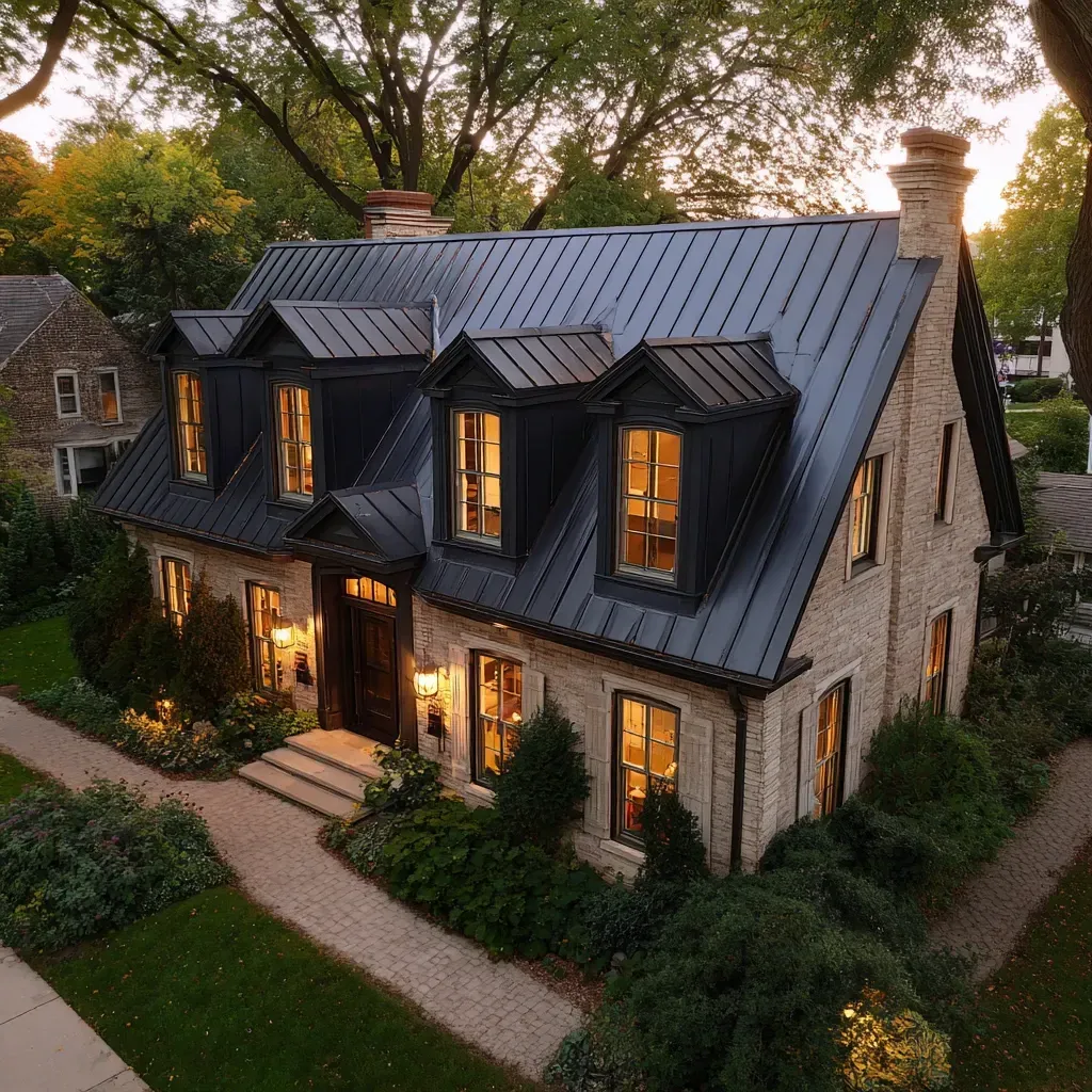 Metal roofing Cicero IL professionals installing insulated metal roof panels, standing seam stainless steel, copper seam profiles, zinc metal roofing, cool roof membranes, gutter integration, ridge vent systems, licensed local experts.