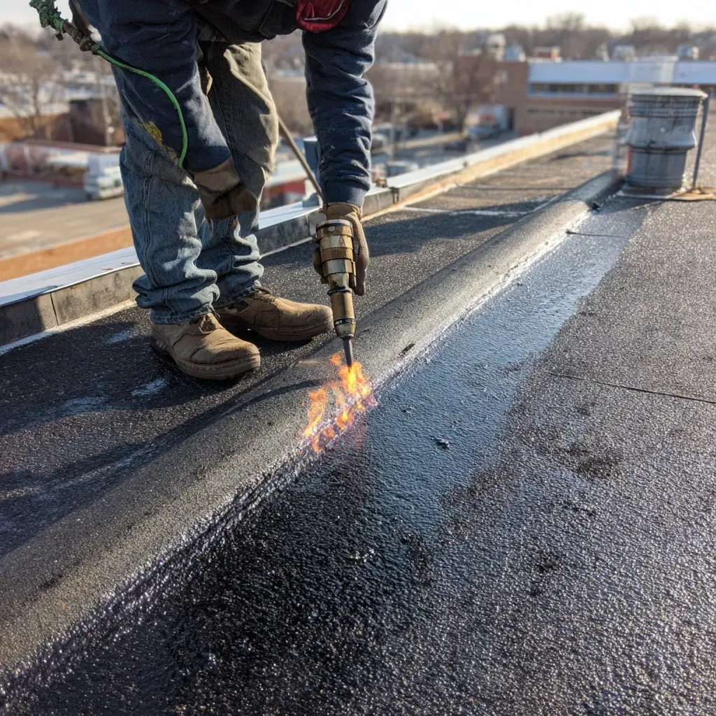 Commercial roof sealing Cicero IL professionals skilled in silicone restoration coatings, UV-stable topcoat applications, gutter and scupper interface sealing, roof drain box resealing, licensed maintenance technicians.