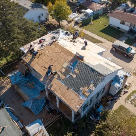 Cicero IL storm restoration roofers delivering hail and wind damage assessment, full roof replacement, gutter and downspout realignment, emergency tarp services, licensed local professionals.
