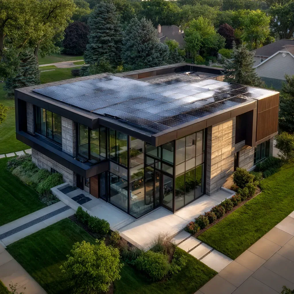 Solar roofing Cicero IL experts delivering building-integrated photovoltaics (BIPV), monocrystalline and polycrystalline module installation, tilt-and-azimuth optimization, rail-less solar racking, Tesla Powerwall battery integration, off-grid and grid-tie system configuration, performance analytics dashboards, energy yield maximization, certified local solar engineers.