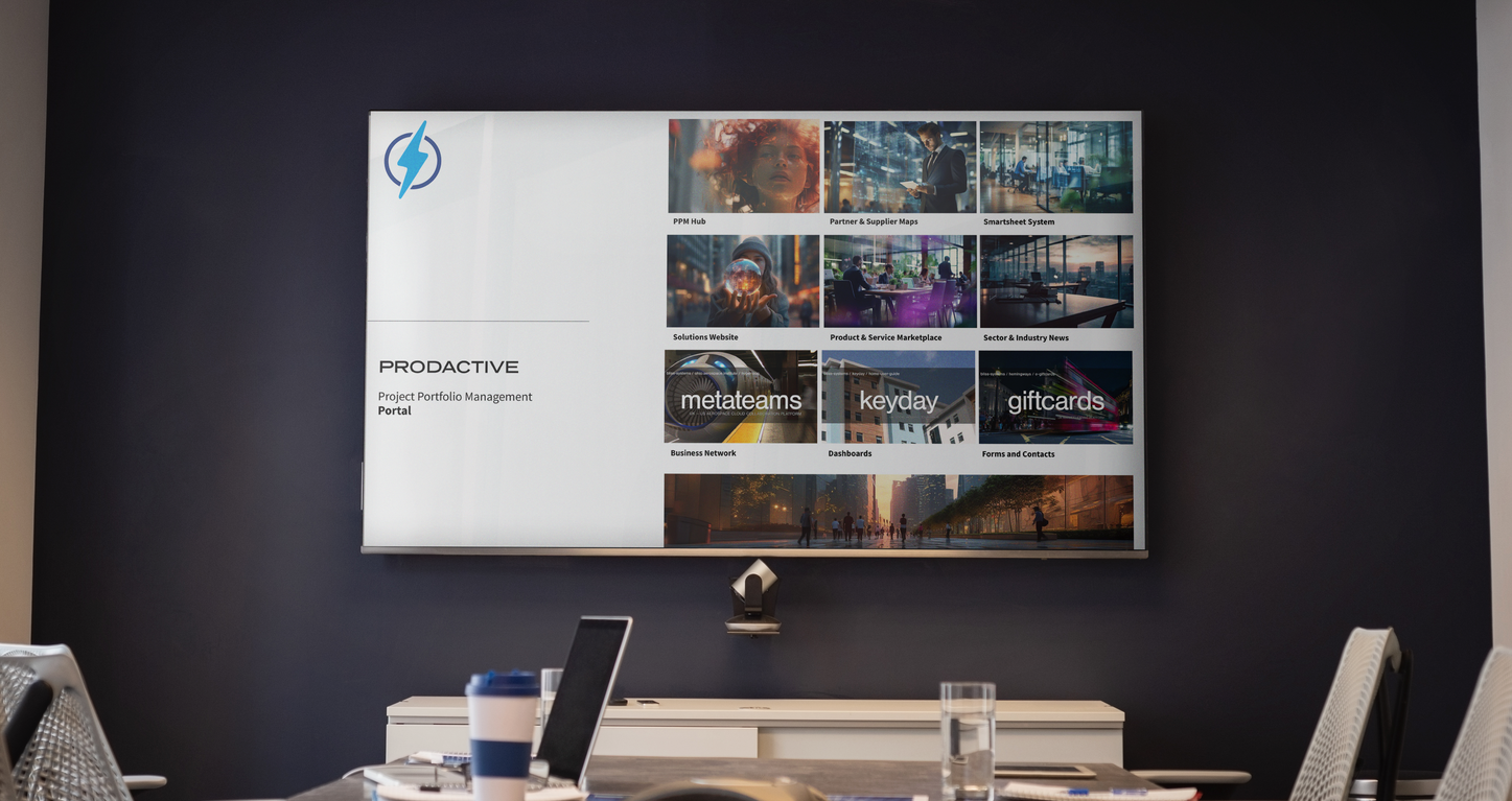 A conference room with a large whiteboard on the wall.
